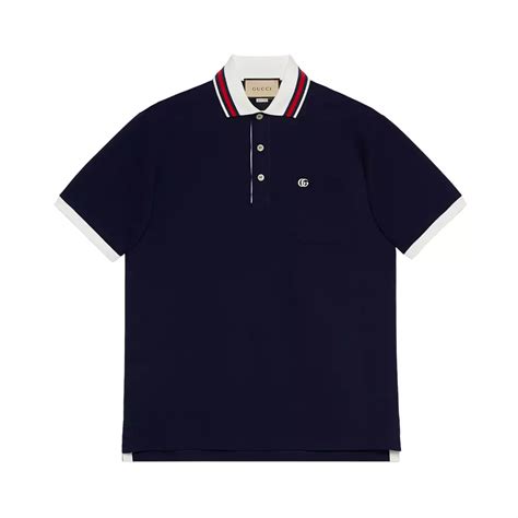 gucci navy & red collar shirts replica
